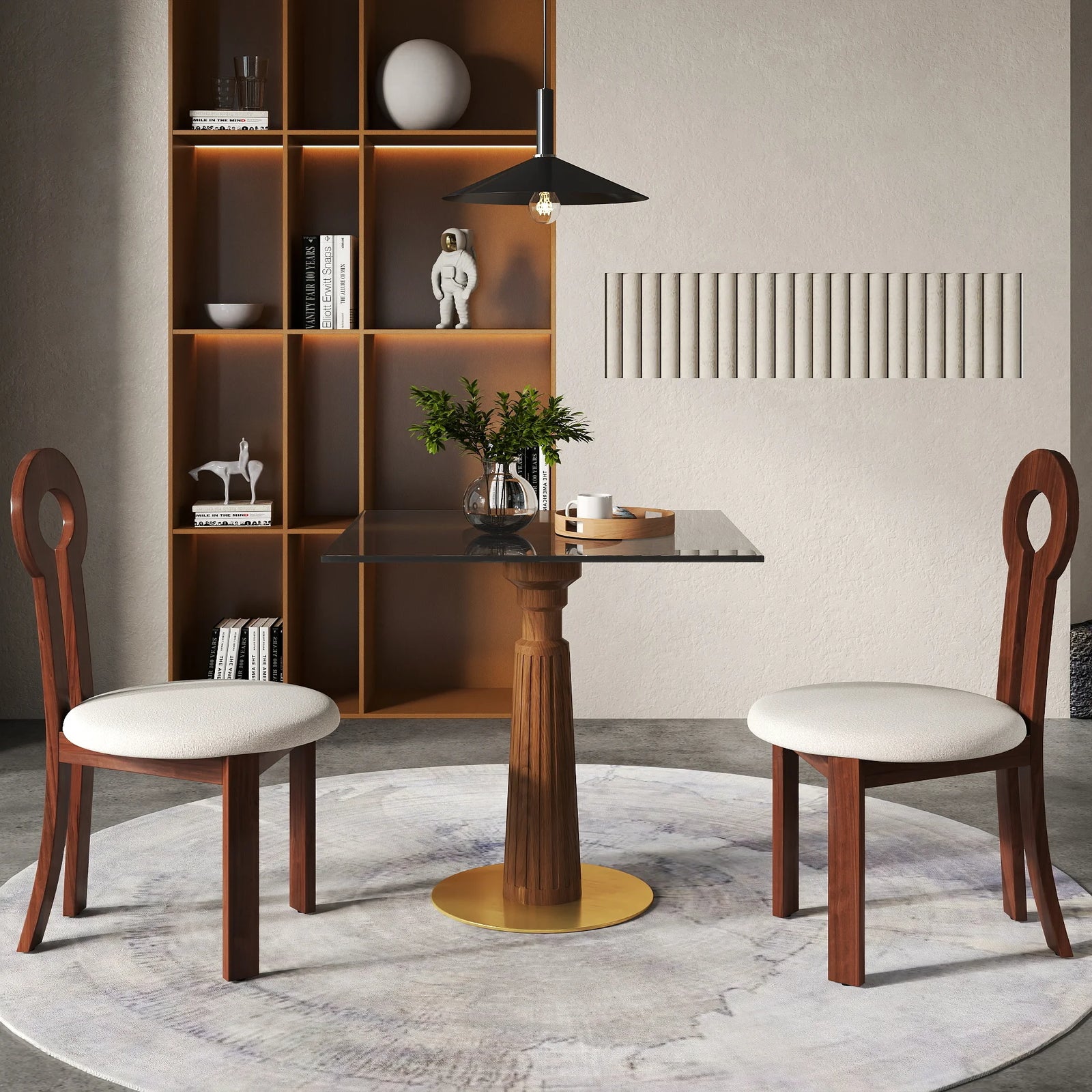Mesa de bistró Oro Glass | Cuadrada gris de 86 cm con base de madera
