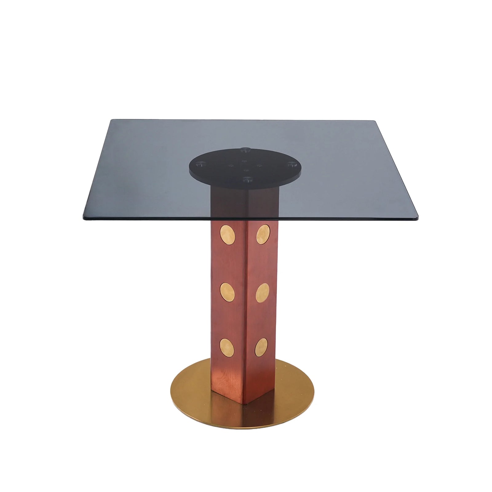 Mesa de bistró Oro Glass | Cuadrada gris de 86 cm con base de madera