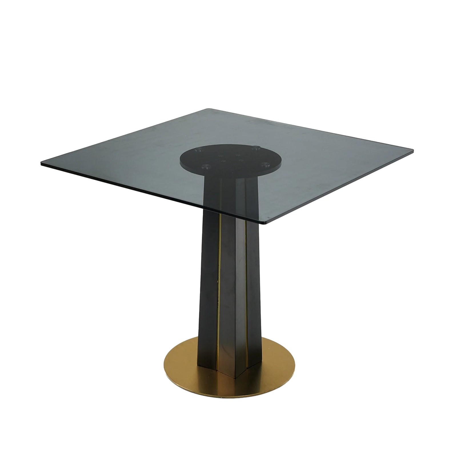 Mesa de bistró Oro Glass | Cuadrada gris de 86 cm con base de madera
