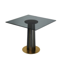 Oro Glass Bistro Table | 34" Gray Square With Wood Base