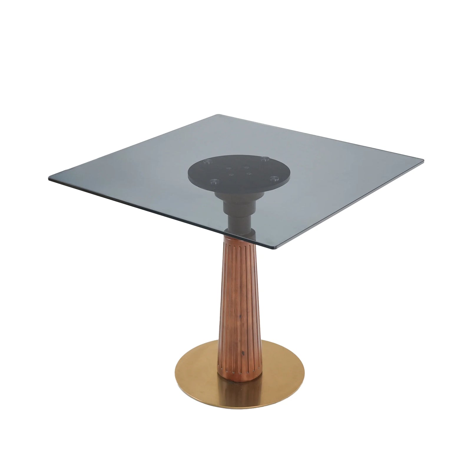 Mesa de bistró Oro Glass | Cuadrada gris de 86 cm con base de madera