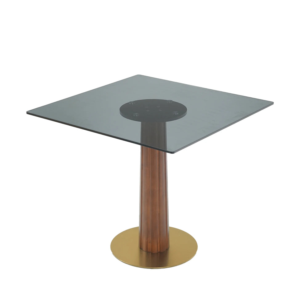 Oro Glass Bistro Table | 34" Gray Square With Wood Base