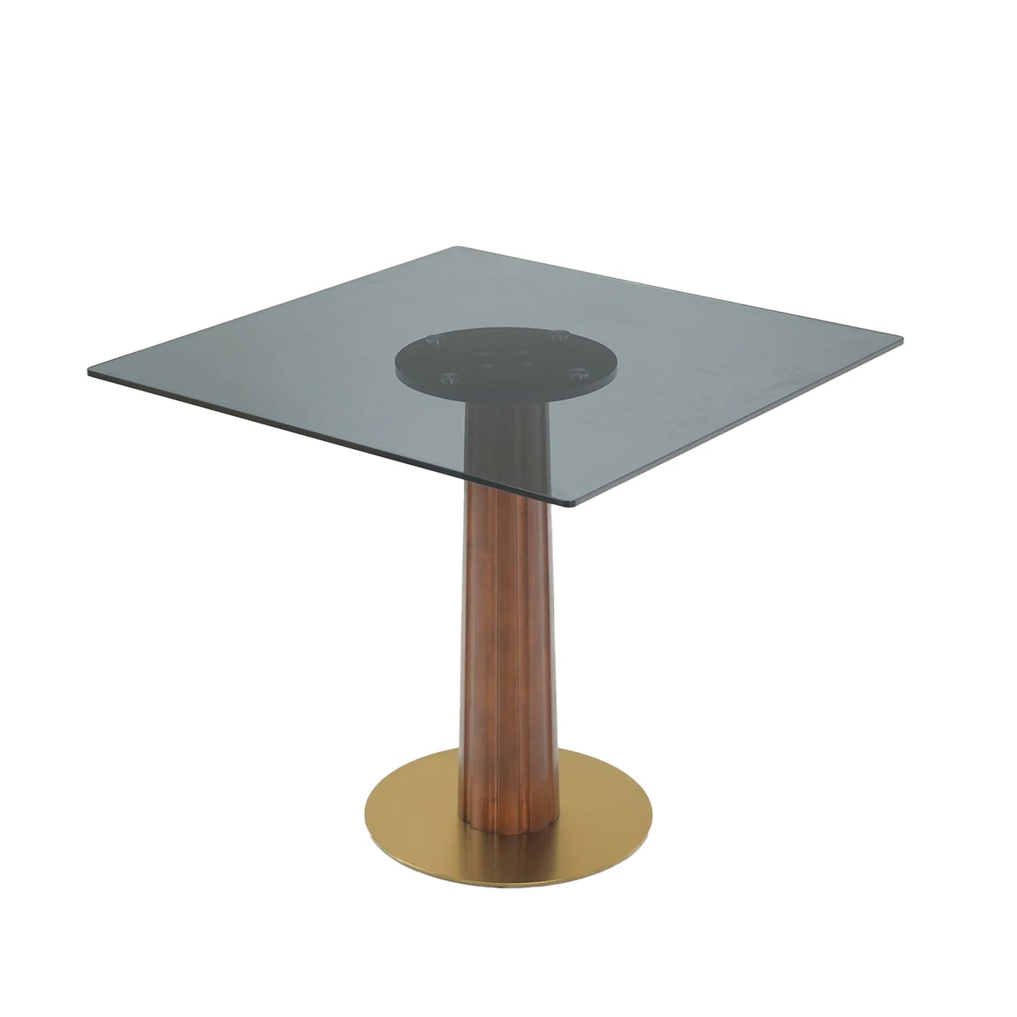 Oro Glass Bistro Table | 34" Gray Square With Wood Base