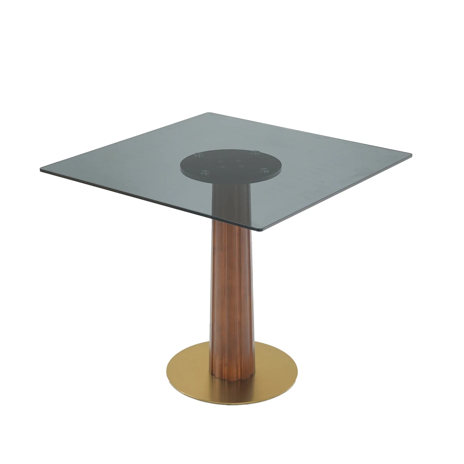 Mesa de bistró Oro Glass | Cuadrada gris de 86 cm con base de madera