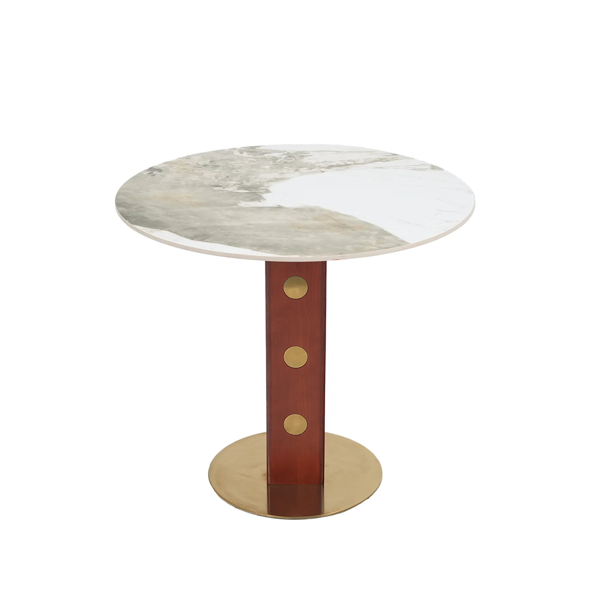 Mesa de bistró Nero de piedra sinterizada | Redonda Pandora de 86 cm con base de madera