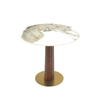Nero Sintered Stone Bistro Table | 34" Pandora Round With Wood Base