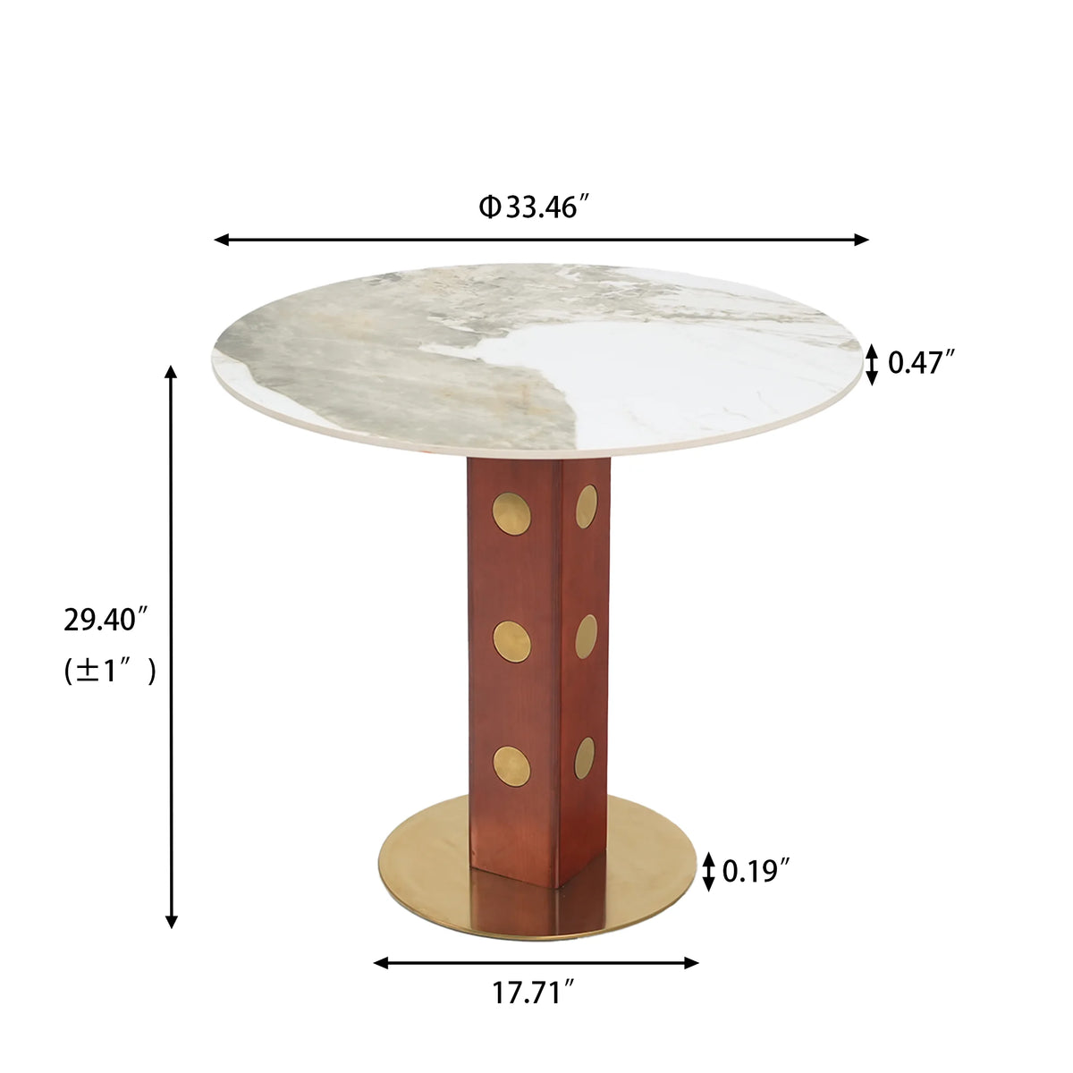 Mesa de bistró Nero de piedra sinterizada | Redonda Pandora de 86 cm con base de madera
