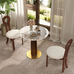 Nero Sintered Stone Bistro Table | 34" Pandora Round With Wood Base