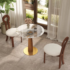 Nero Sintered Stone Bistro Table | 34" Pandora Round With Wood Base