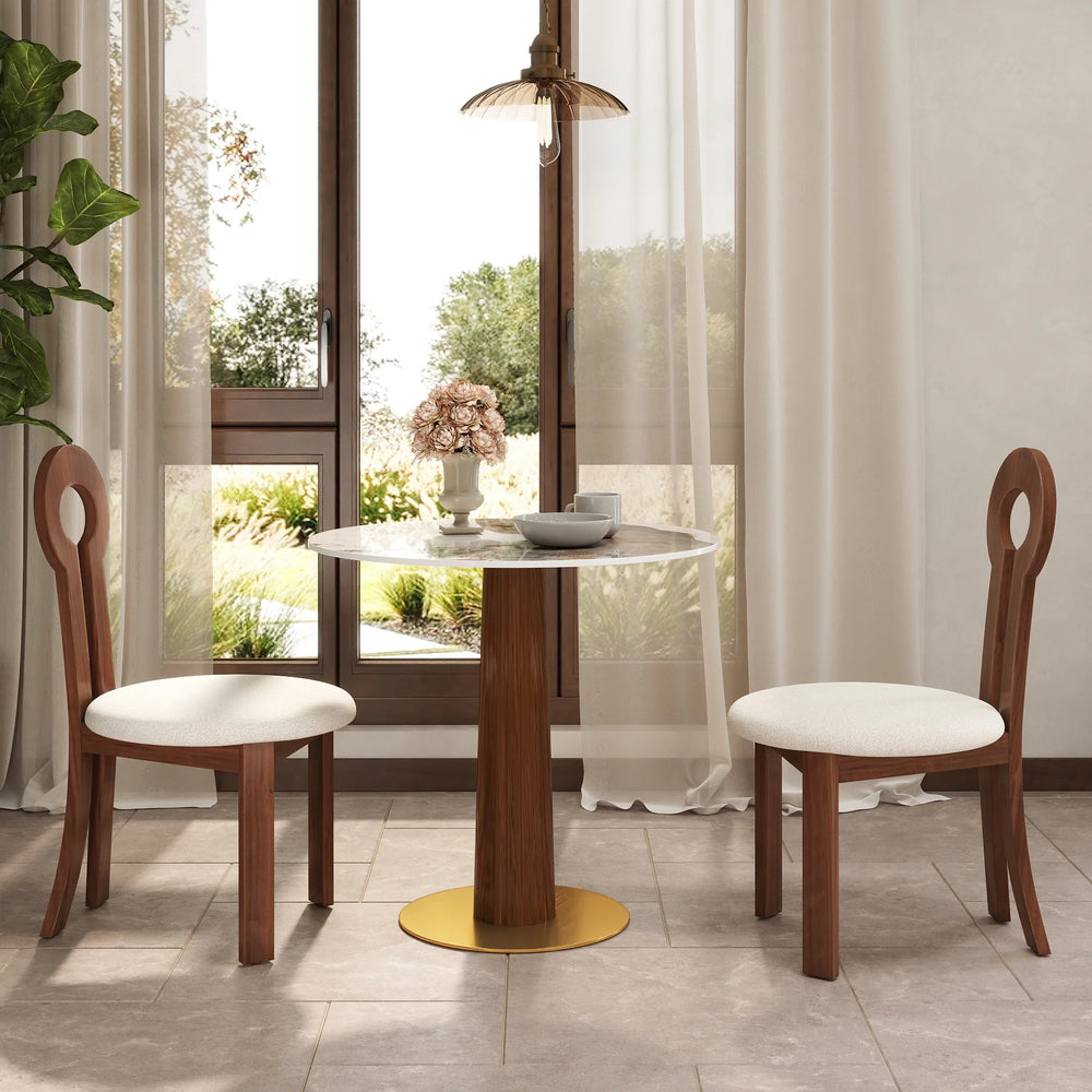 Nero Sintered Stone Bistro Table | 34" Pandora Round With Wood Base