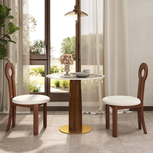 Nero Sintered Stone Bistro Table | 34" Pandora Round With Wood Base