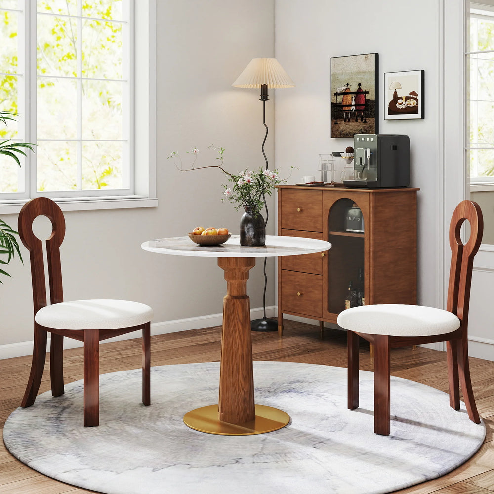 Nero Sintered Stone Bistro Table | 34" Pandora Round With Wood Base