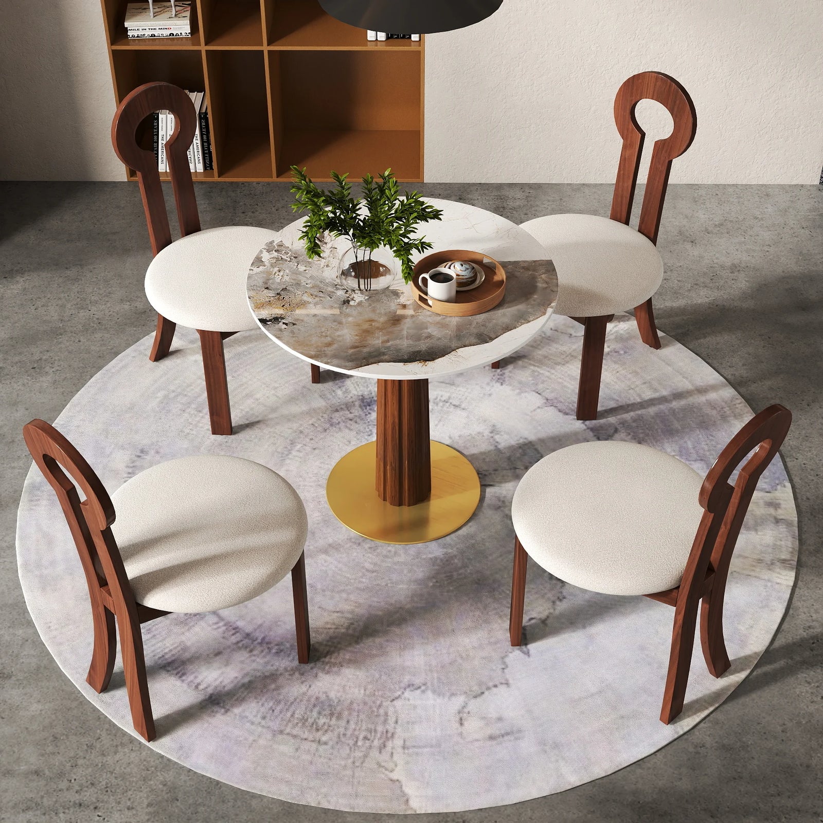 Mesa de bistró Nero de piedra sinterizada | Redonda Pandora de 86 cm con base de madera