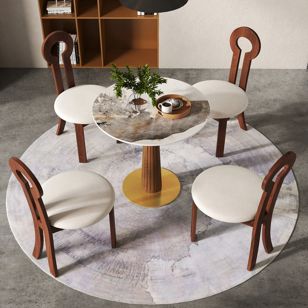 Nero Sintered Stone Bistro Table | 34" Pandora Round With Wood Base