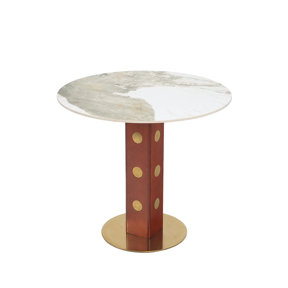 Mesa de bistró Nero de piedra sinterizada | Redonda Pandora de 86 cm con base de madera
