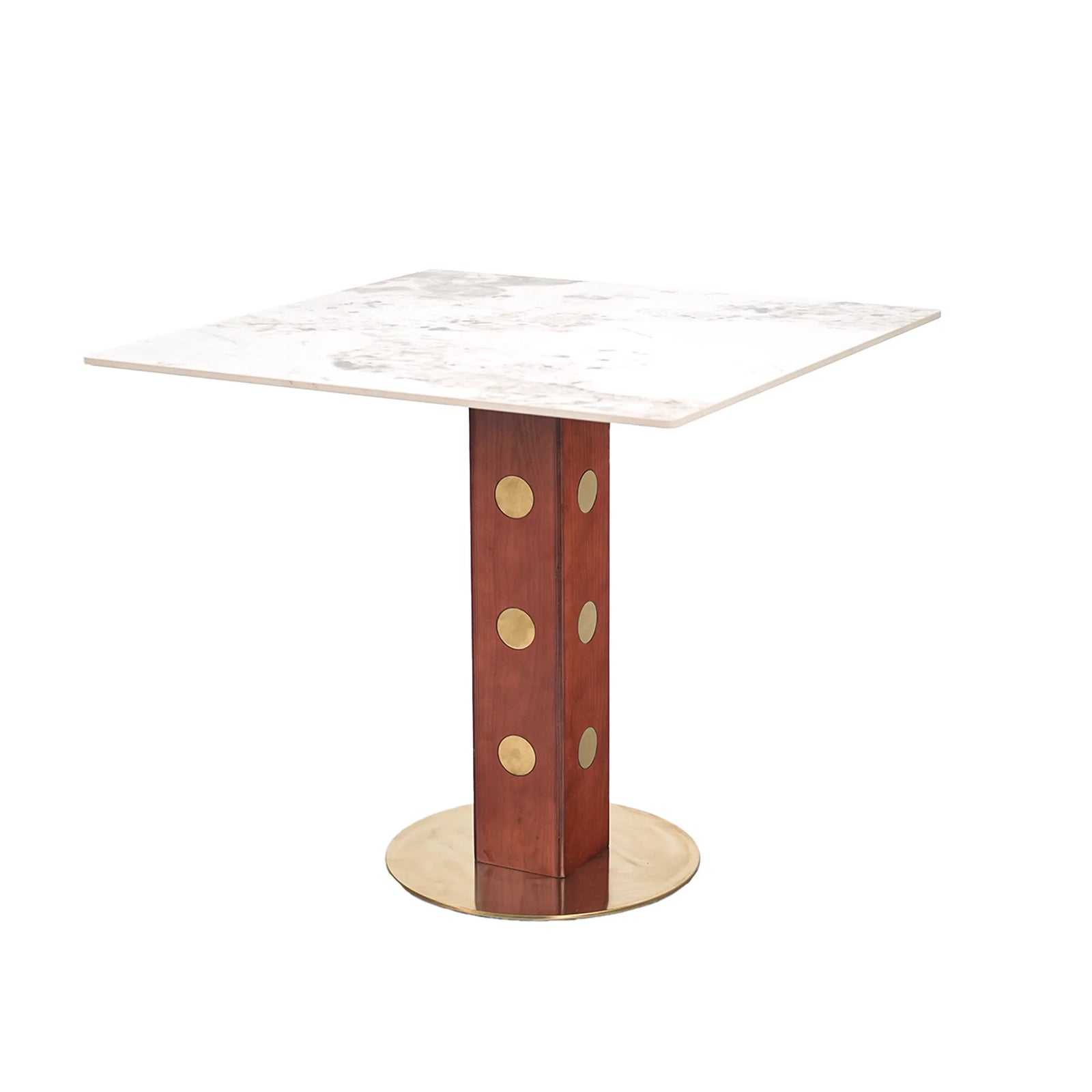 Mesa de bistró Nero de piedra sinterizada | Pandora cuadrada de 86 cm con base de madera