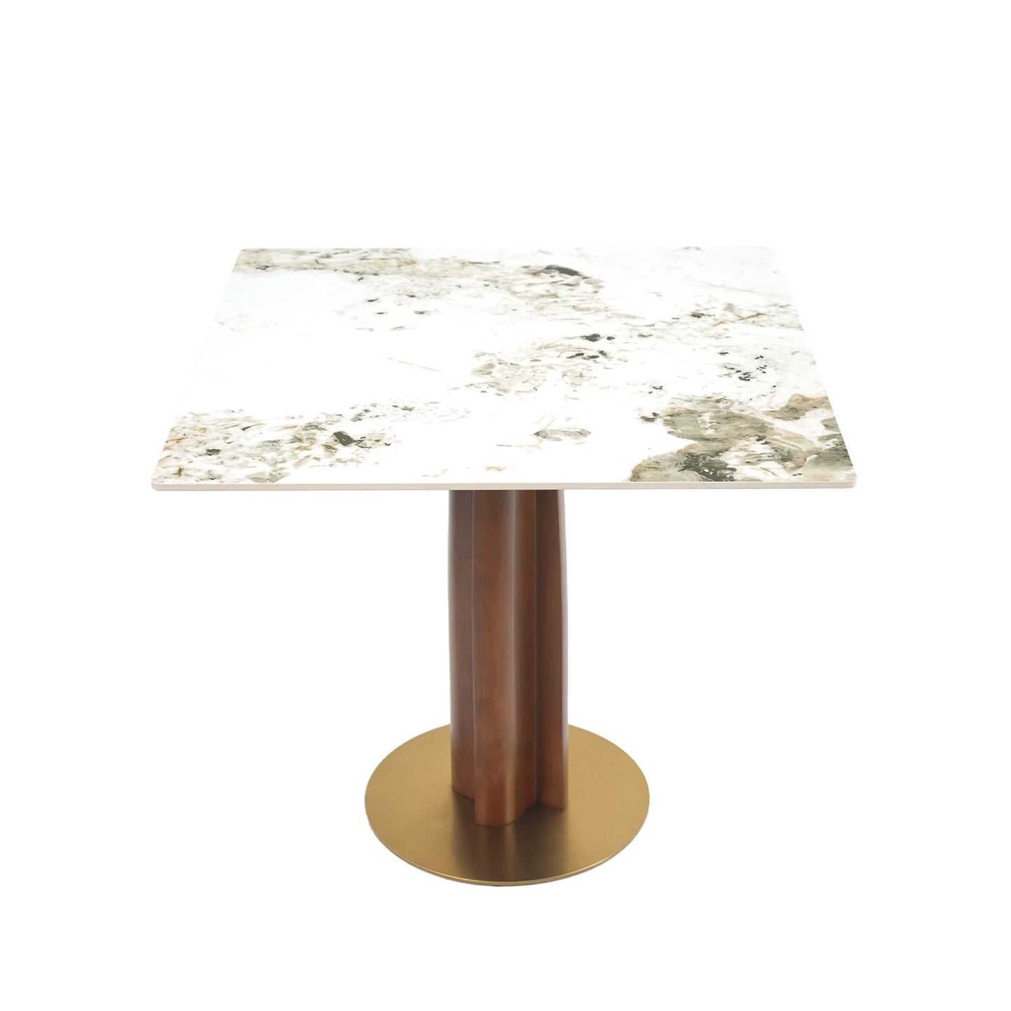 Nero Sintered Stone Bistro Table | 34" Pandora Square With Wood Base