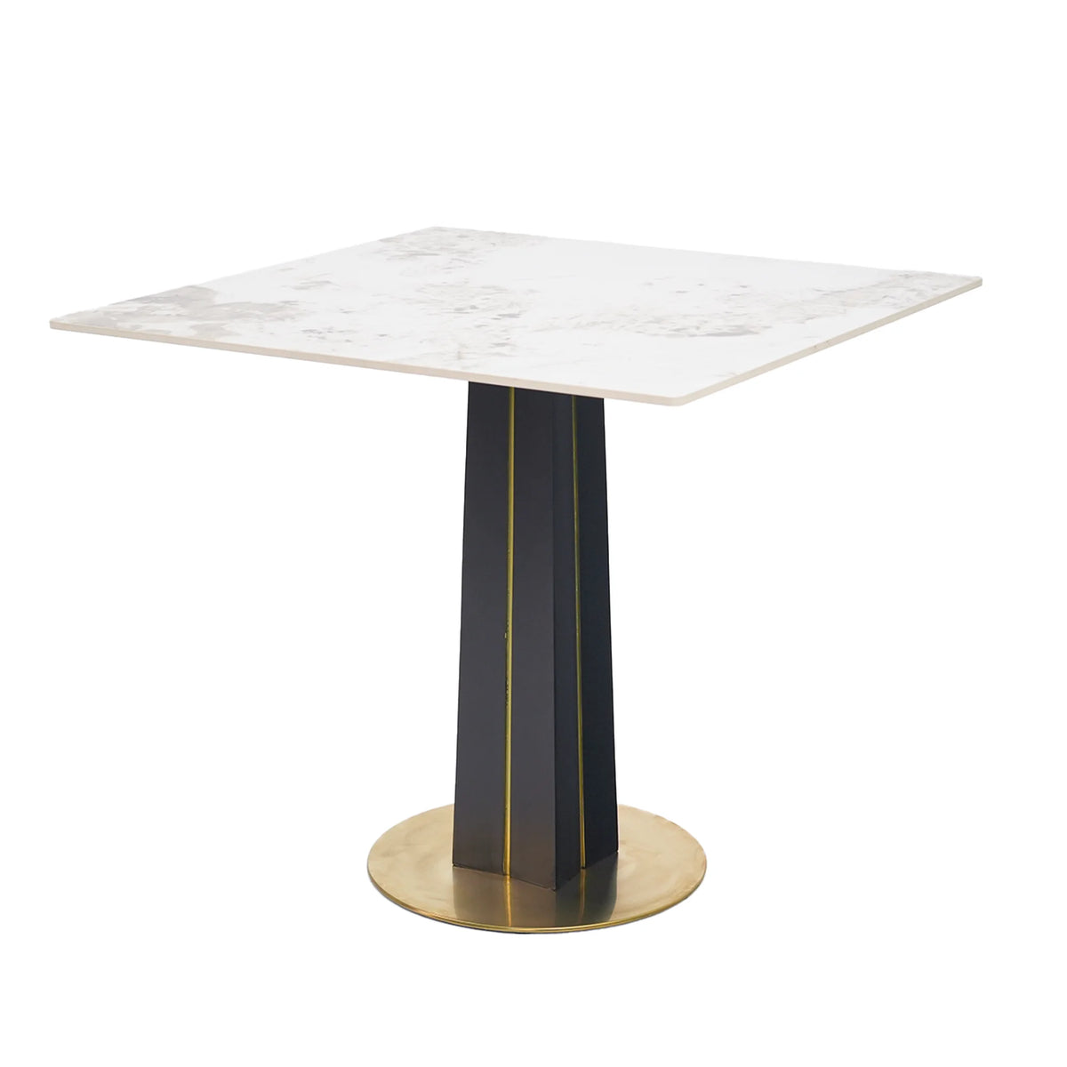 Mesa de bistró Nero de piedra sinterizada | Pandora cuadrada de 86 cm con base de madera