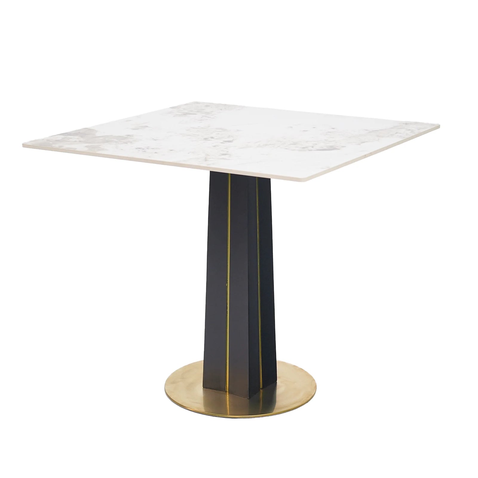 Mesa de bistró Nero de piedra sinterizada | Pandora cuadrada de 86 cm con base de madera