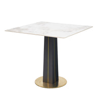 Nero Sintered Stone Bistro Table | 34" Pandora Square With Wood Base