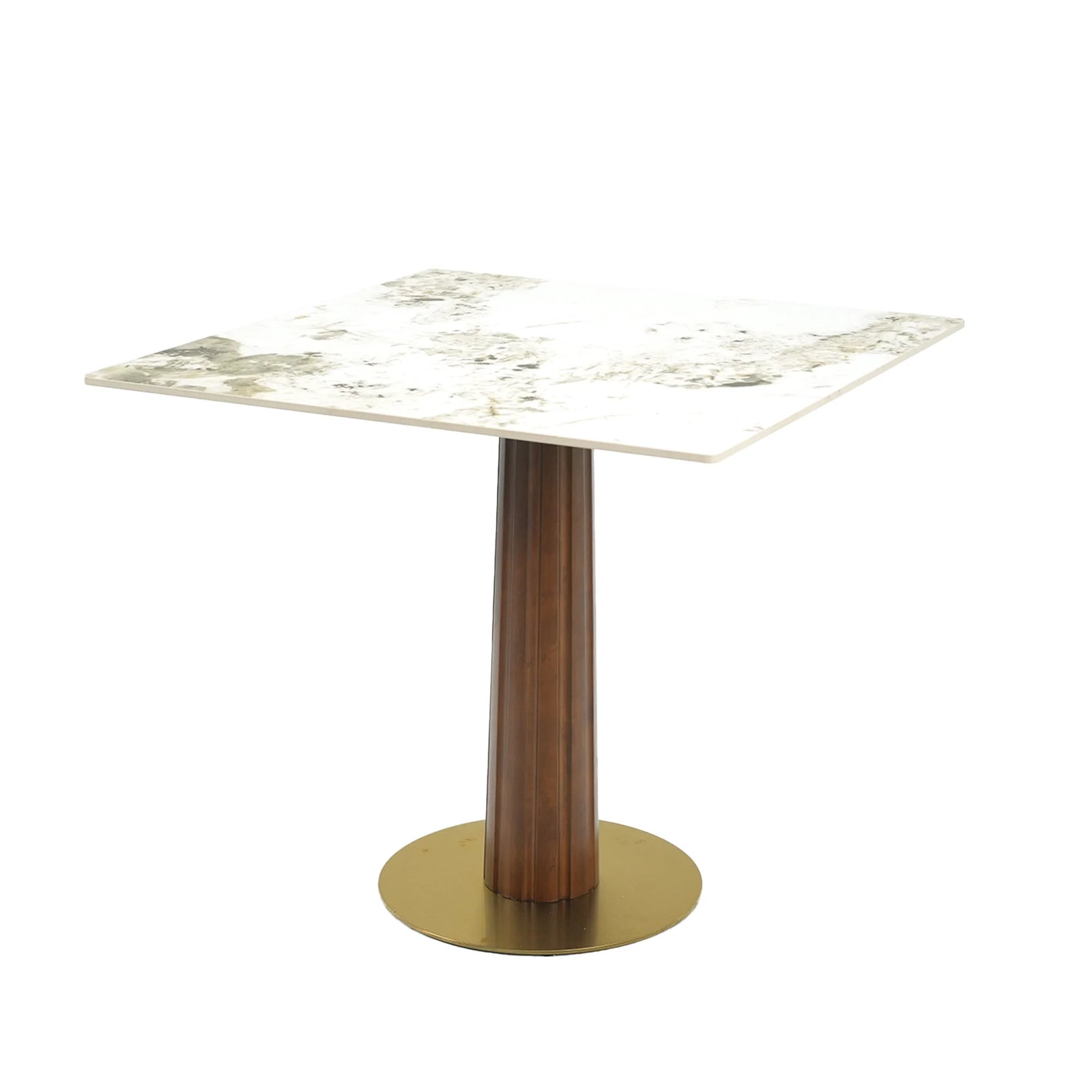 Mesa de bistró Nero de piedra sinterizada | Pandora cuadrada de 86 cm con base de madera