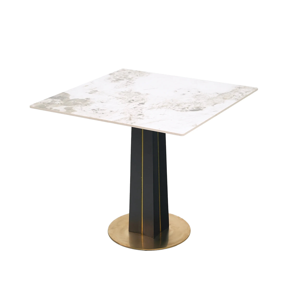 Mesa de bistró Nero de piedra sinterizada | Pandora cuadrada de 86 cm con base de madera