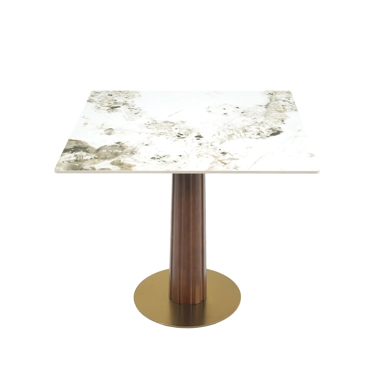 Mesa de bistró Nero de piedra sinterizada | Pandora cuadrada de 86 cm con base de madera