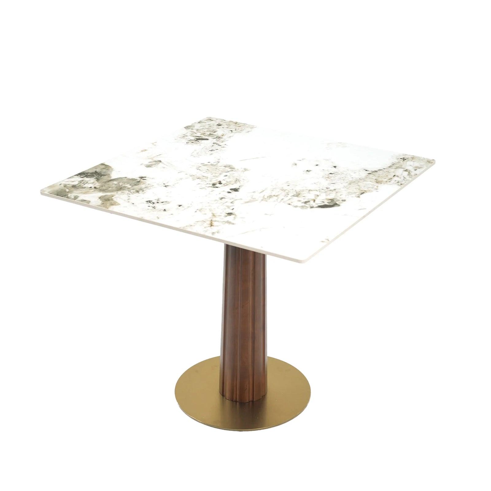 Mesa de bistró Nero de piedra sinterizada | Pandora cuadrada de 86 cm con base de madera
