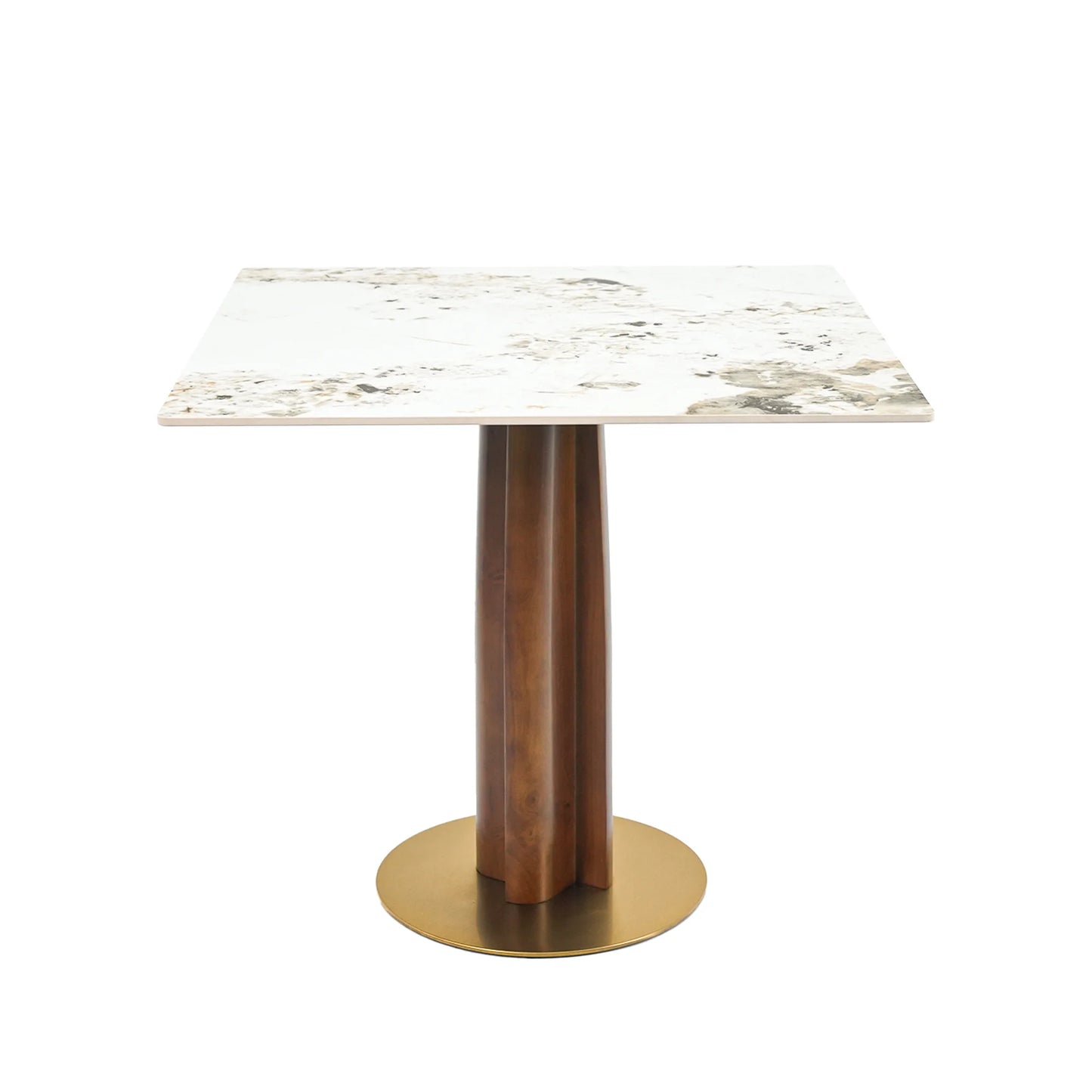 Nero Sintered Stone Bistro Table | 34" Pandora Square With Wood Base
