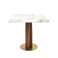 Nero Sintered Stone Bistro Table | 34" Pandora Square With Wood Base