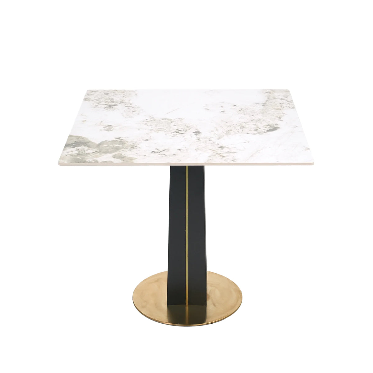 Mesa de bistró Nero de piedra sinterizada | Pandora cuadrada de 86 cm con base de madera
