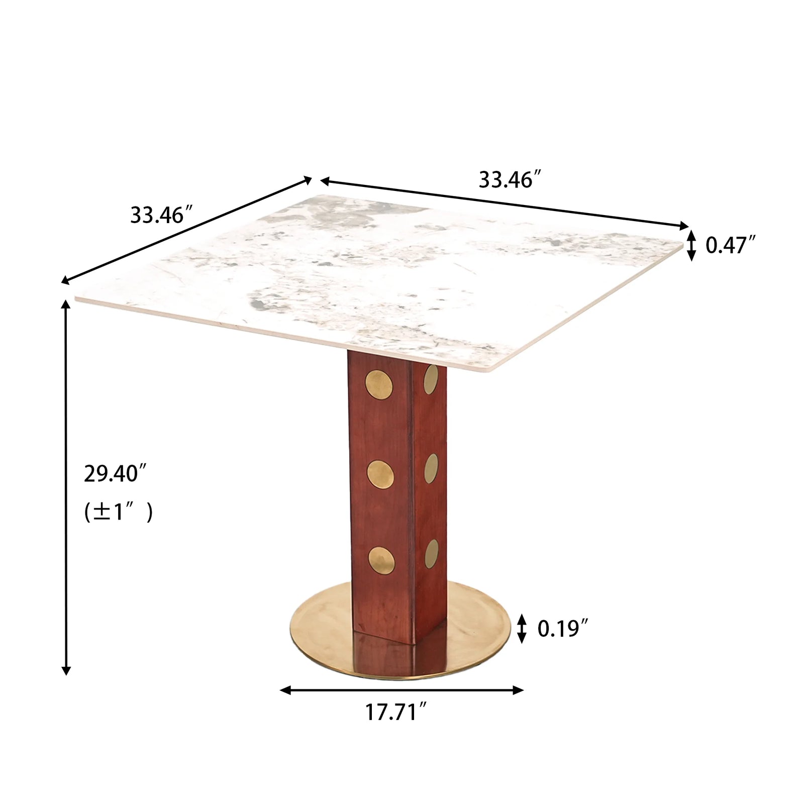 Mesa de bistró Nero de piedra sinterizada | Pandora cuadrada de 86 cm con base de madera