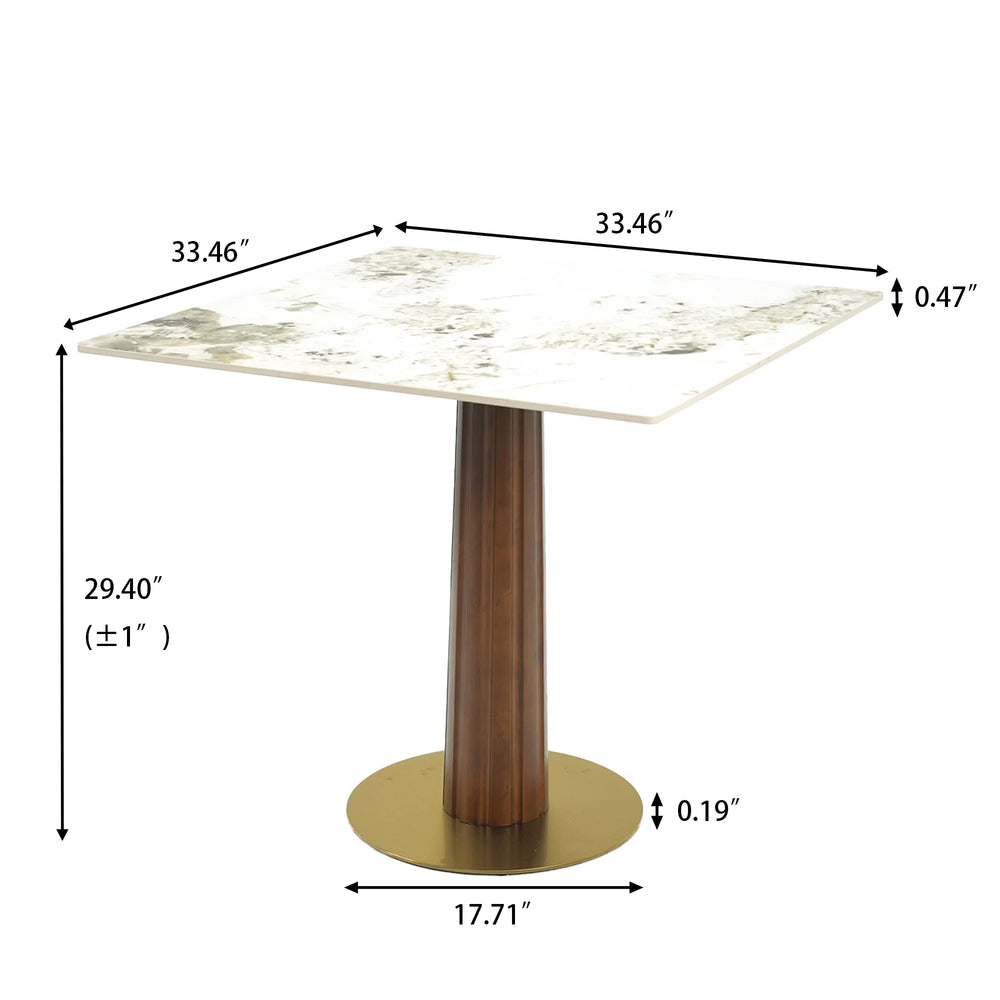 Nero Sintered Stone Bistro Table | 34" Pandora Square With Wood Base
