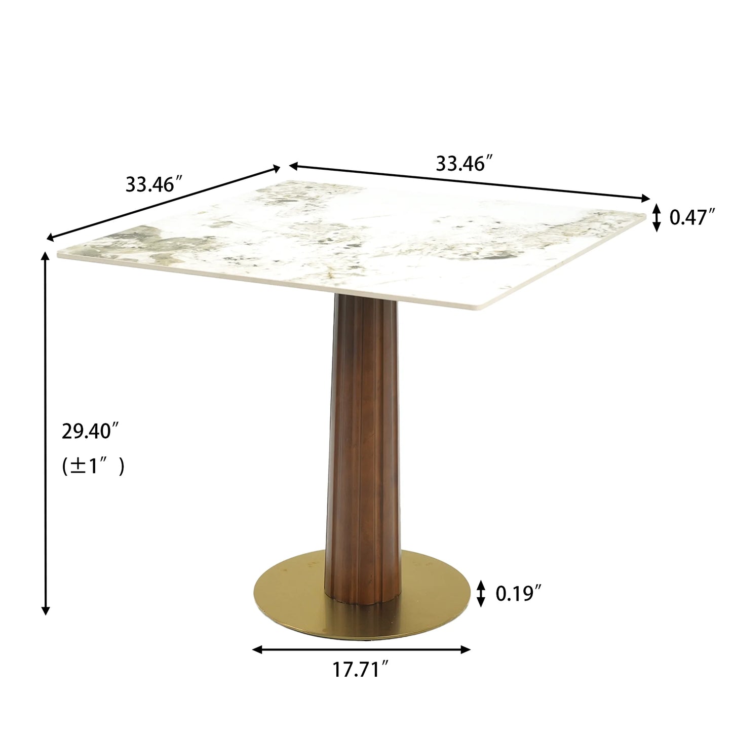 Nero Sintered Stone Bistro Table | 34" Pandora Square With Wood Base