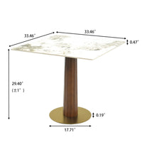 Nero Sintered Stone Bistro Table | 34" Pandora Square With Wood Base