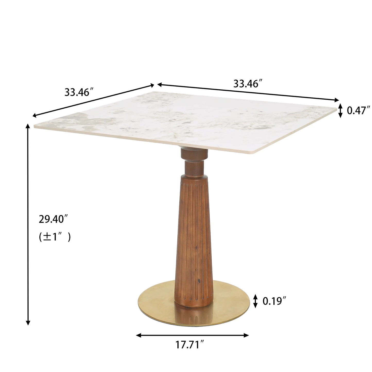 Nero Sintered Stone Bistro Table | 34" Pandora Square With Wood Base