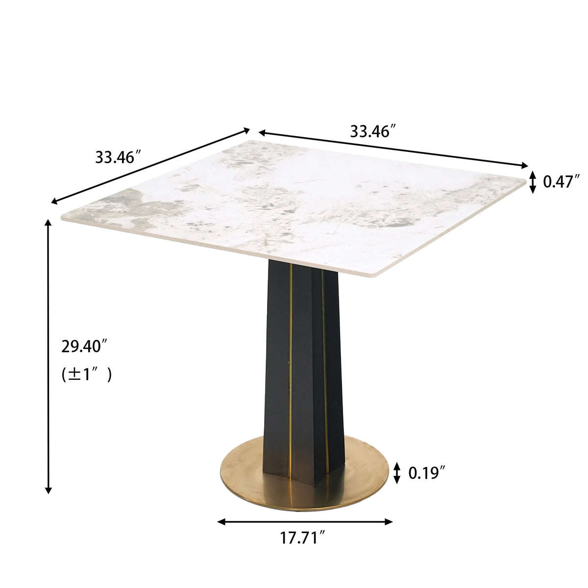 Mesa de bistró Nero de piedra sinterizada | Pandora cuadrada de 86 cm con base de madera
