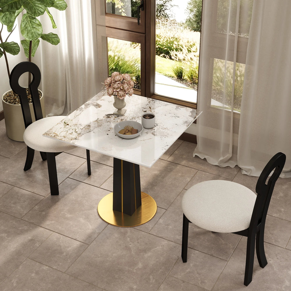Nero Sintered Stone Bistro Table | 34" Pandora Square With Wood Base