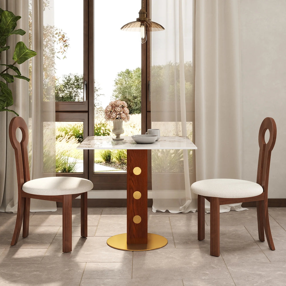 Nero Sintered Stone Bistro Table | 34" Pandora Square With Wood Base