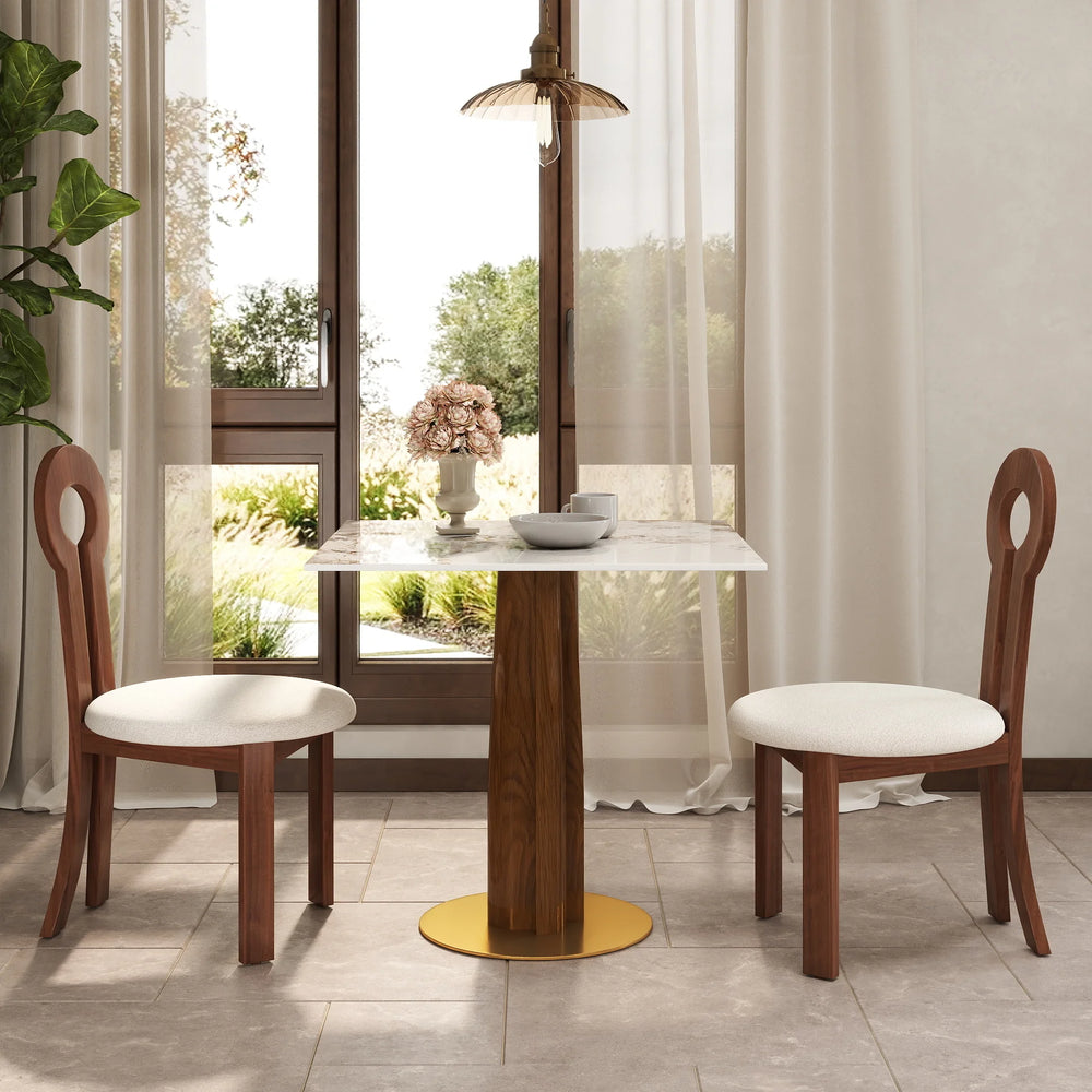 Nero Sintered Stone Bistro Table | 34" Pandora Square With Wood Base