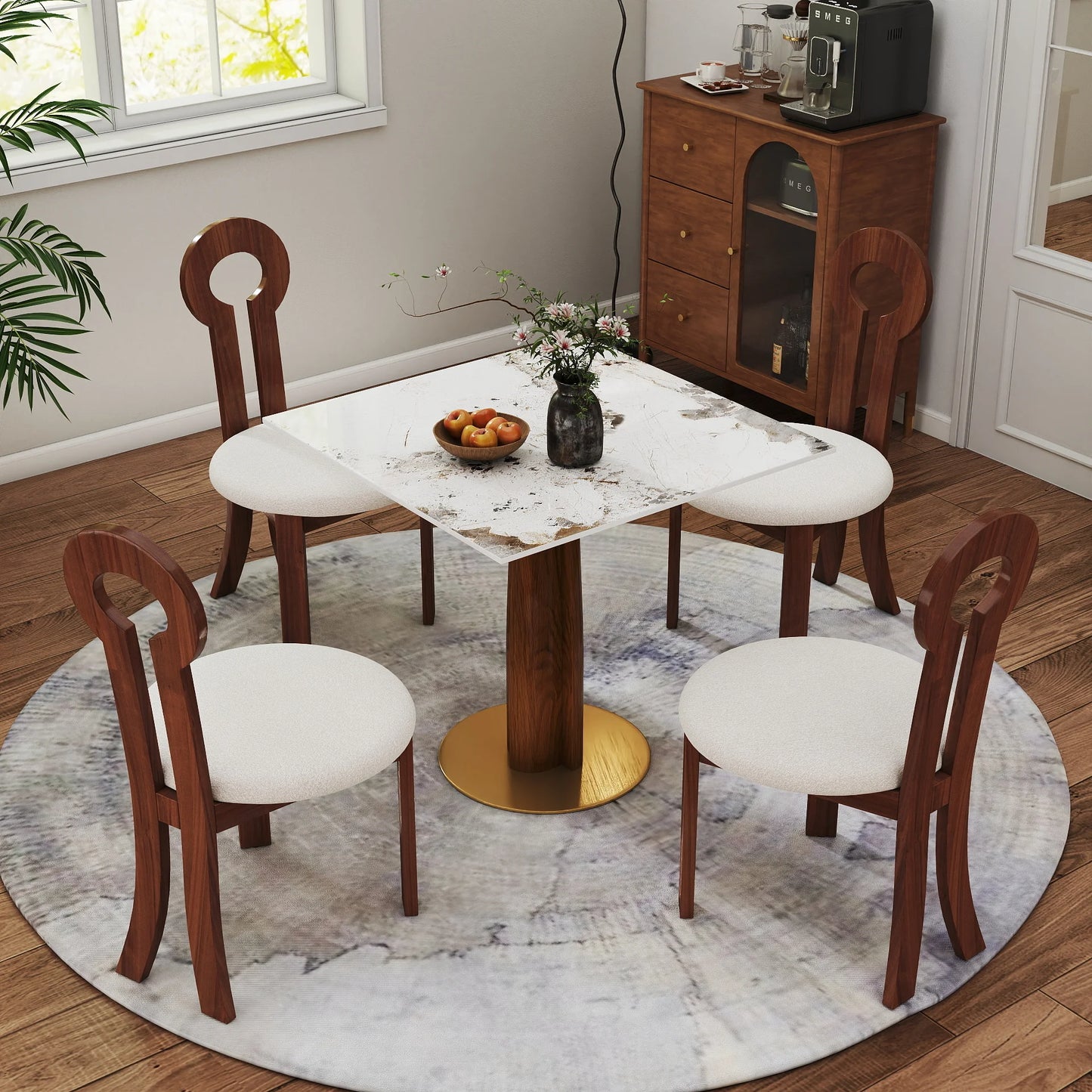 Nero Sintered Stone Bistro Table | 34" Pandora Square With Wood Base