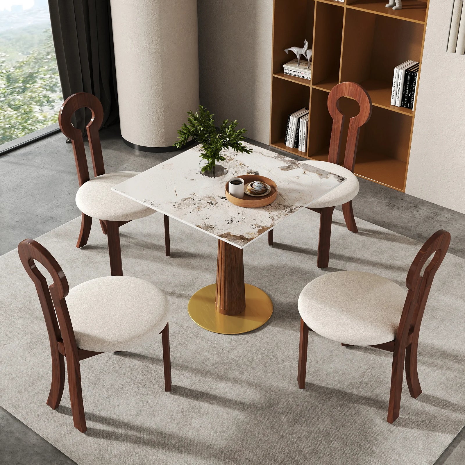 Nero Sintered Stone Bistro Table | 34" Pandora Square With Wood Base