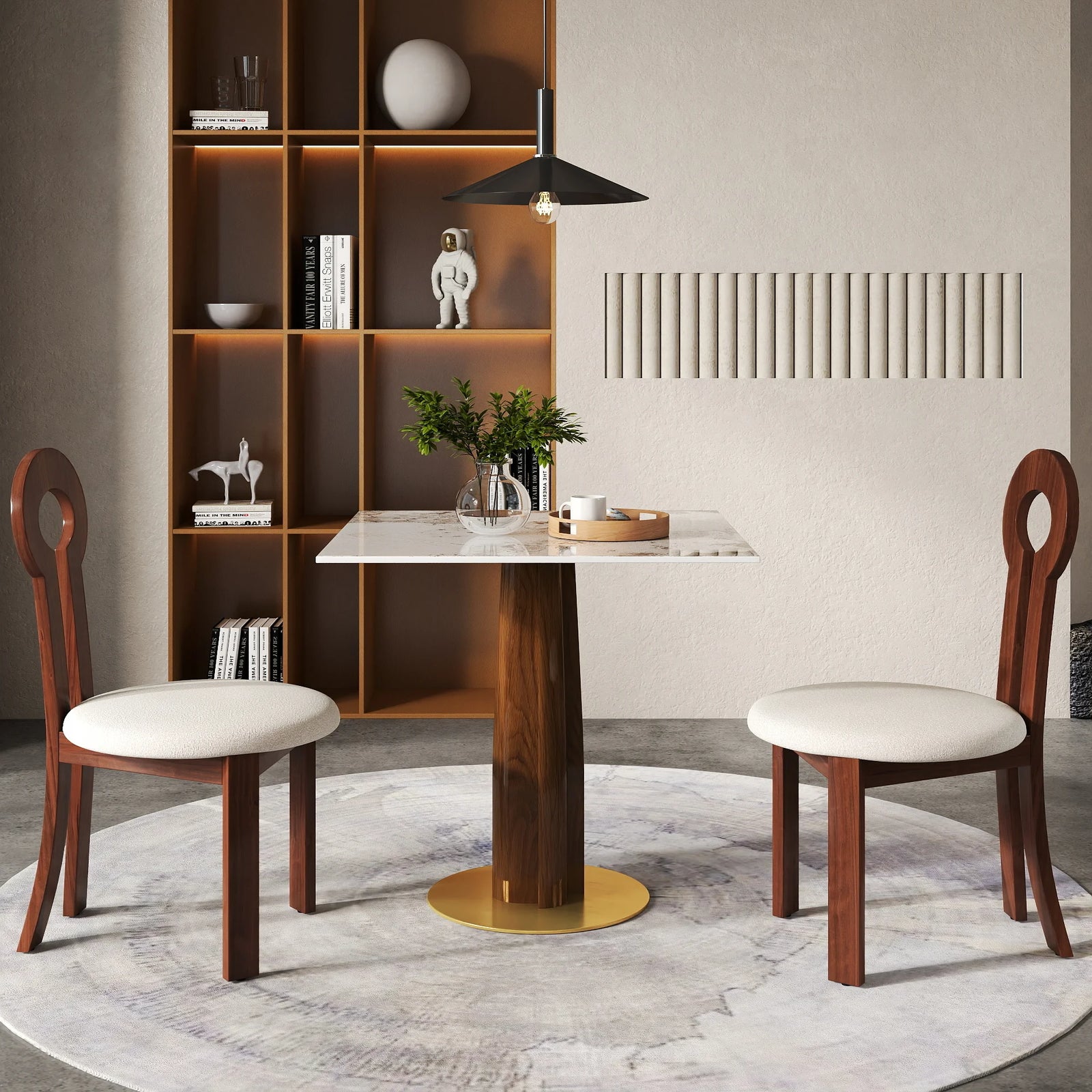 Nero Sintered Stone Bistro Table | 34" Pandora Square With Wood Base