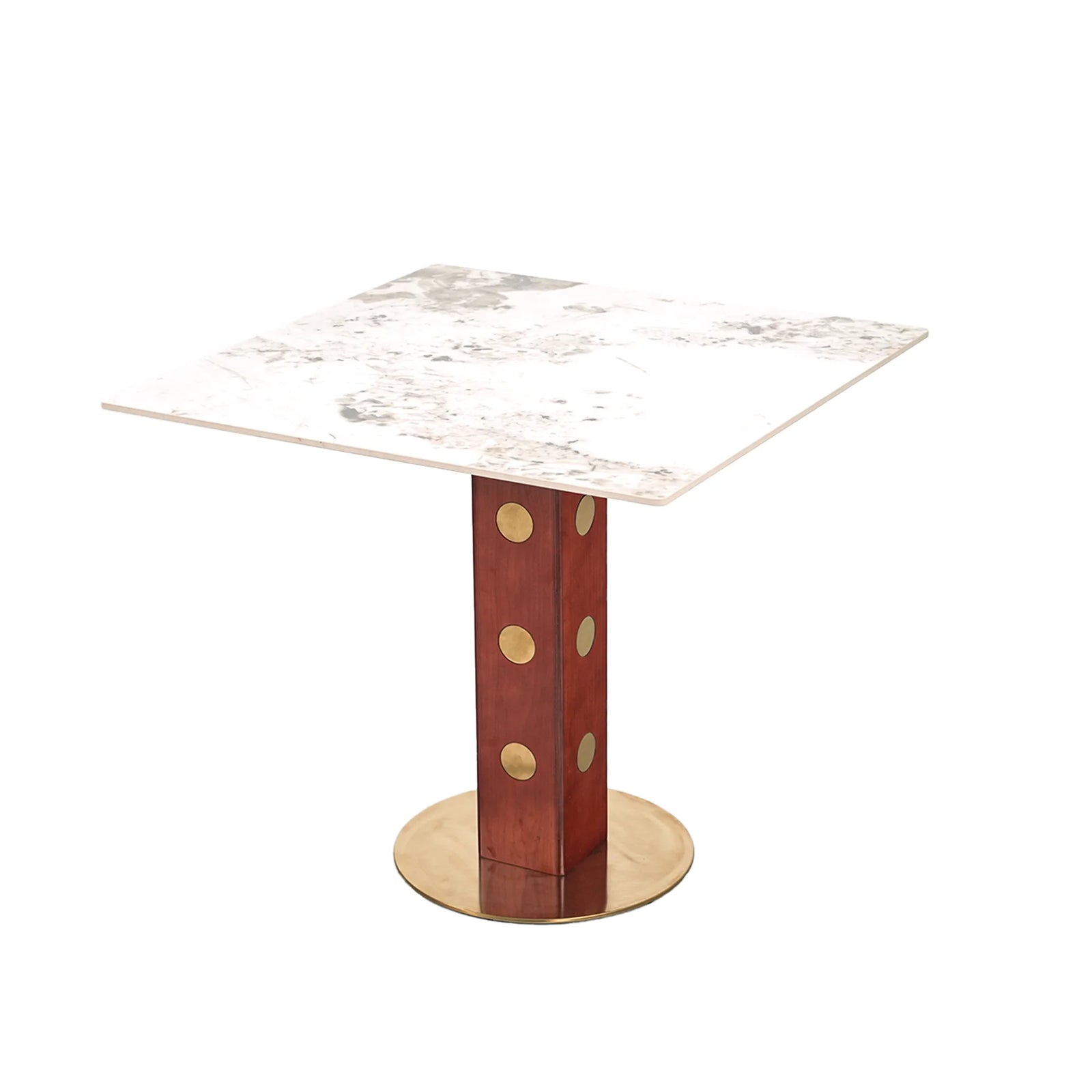 Mesa de bistró Nero de piedra sinterizada | Pandora cuadrada de 86 cm con base de madera