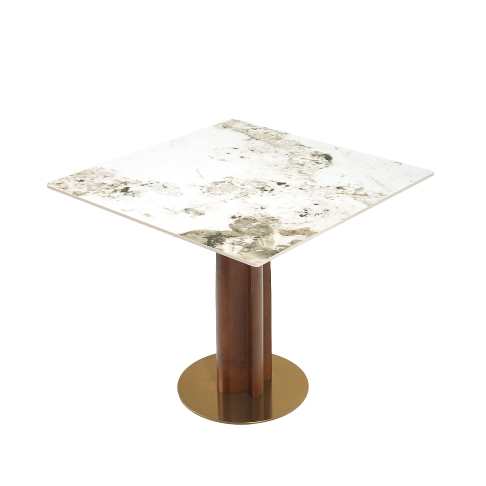 Nero Sintered Stone Bistro Table | 34" Pandora Square With Wood Base