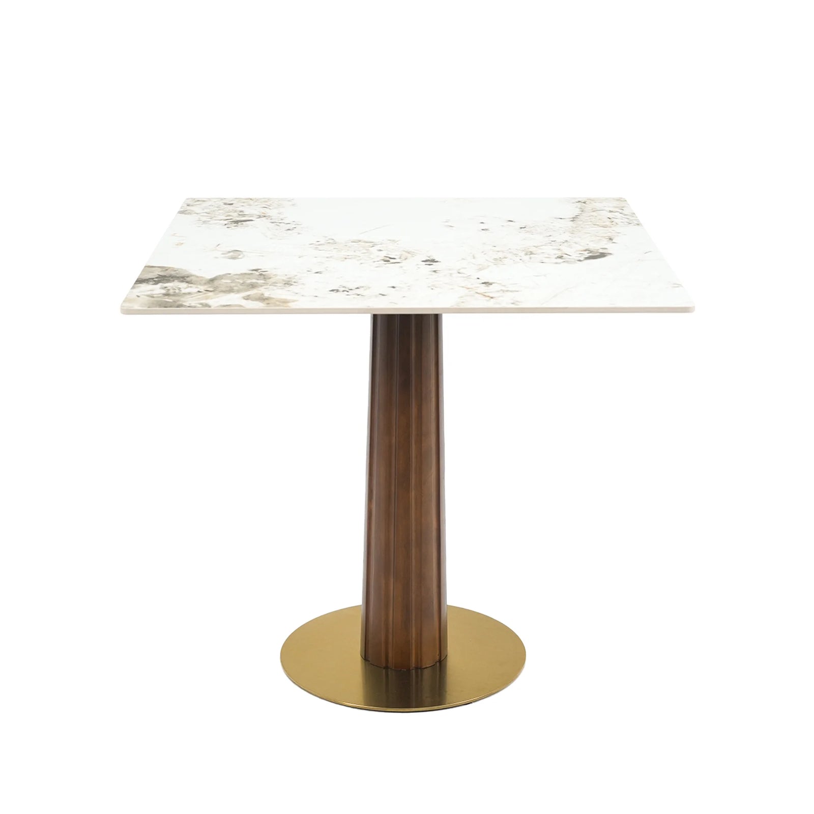 Mesa de bistró Nero de piedra sinterizada | Pandora cuadrada de 86 cm con base de madera