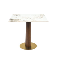 Nero Sintered Stone Bistro Table | 34" Pandora Square With Wood Base