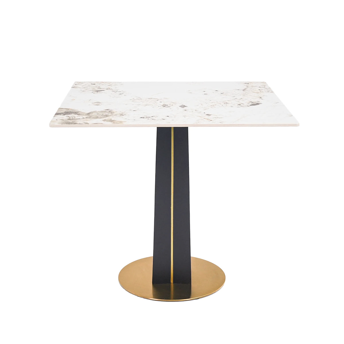 Mesa de bistró Nero de piedra sinterizada | Pandora cuadrada de 86 cm con base de madera