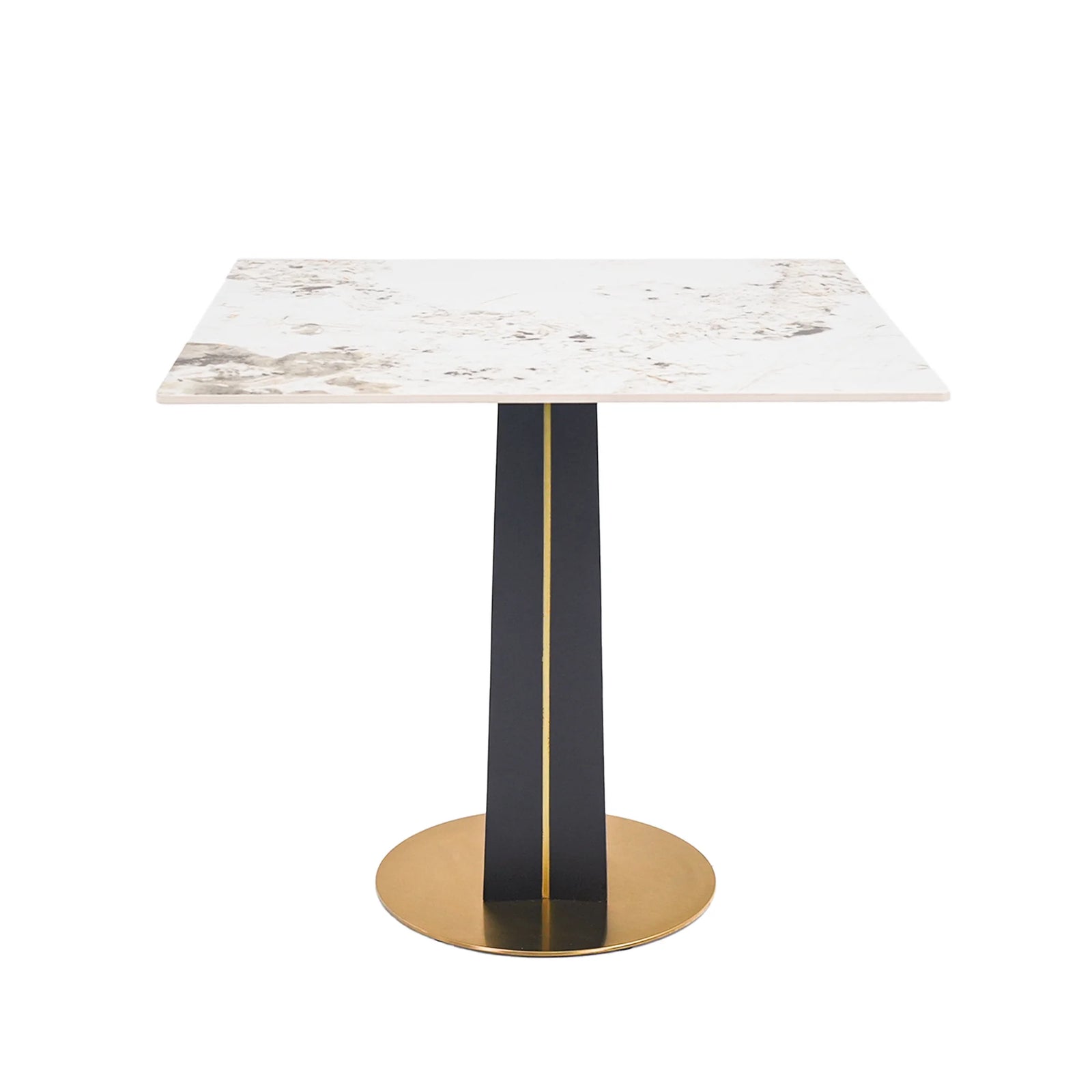 Mesa de bistró Nero de piedra sinterizada | Pandora cuadrada de 86 cm con base de madera