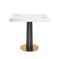 Nero Sintered Stone Bistro Table | 34" Pandora Square With Wood Base